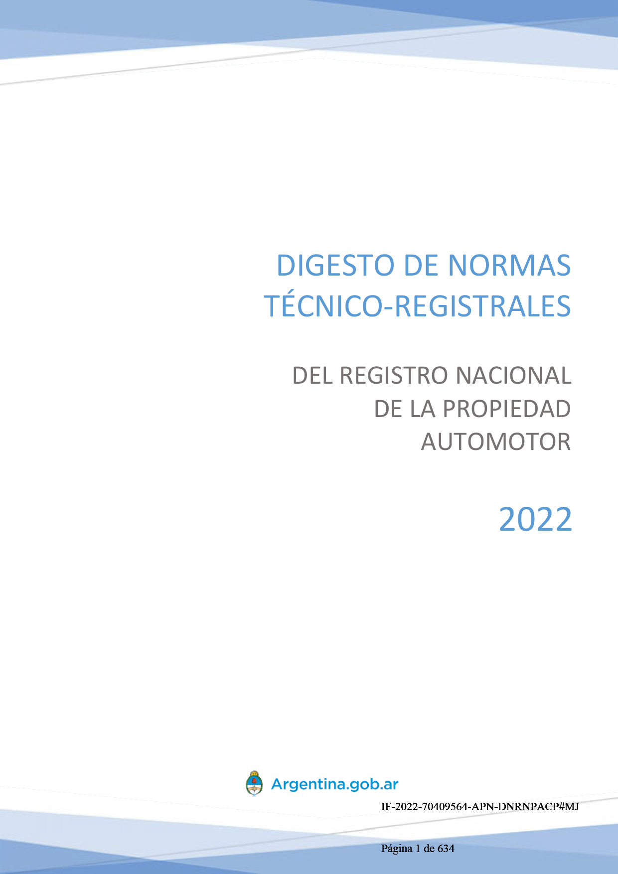 Digesto de Normas Técnico-Registrales (DNTR) del Registro Nacional de la Propiedad del Automotor